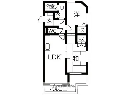 ランパート鳴子(2LDK/2階)の間取り写真