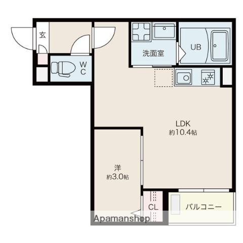 JACK HOSHO2(1LDK/1階)の間取り写真