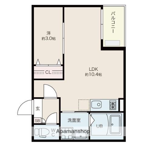 JACK OSUⅠ(1LDK/3階)の間取り写真