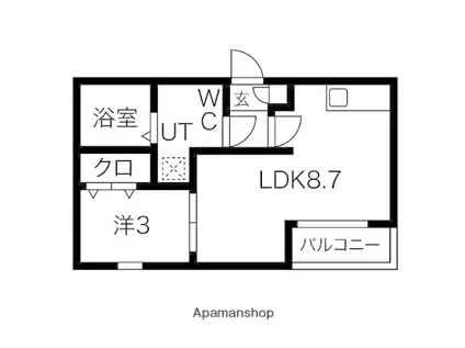 MAKES R 伝馬公園(1LDK/1階)の間取り写真