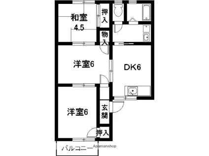 グランディールE(3DK/1階)の間取り写真
