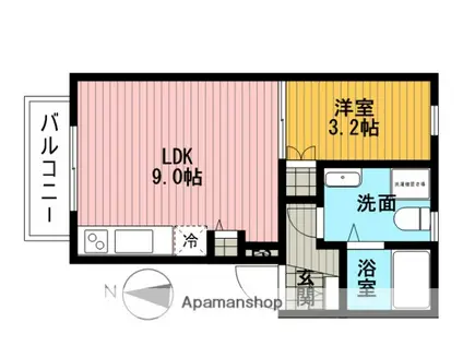 アリビオ(1LDK/3階)の間取り写真