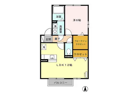 シンセリティ B(1LDK/2階)の間取り写真