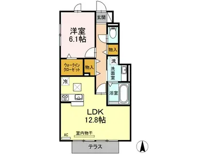 コルティーレ(1LDK/1階)の間取り写真
