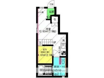 ル・シャトレ笠寺(ワンルーム/1階)の間取り写真