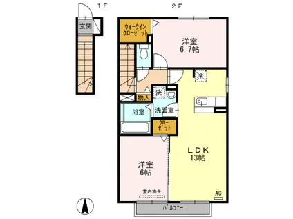 ホープM Ⅴ(2LDK/2階)の間取り写真