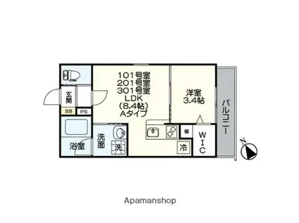 ジュネス桜駅前(1LDK/1階)の間取り写真