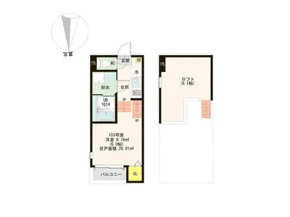 ルキシオン名古屋南(1K/1階)の間取り写真