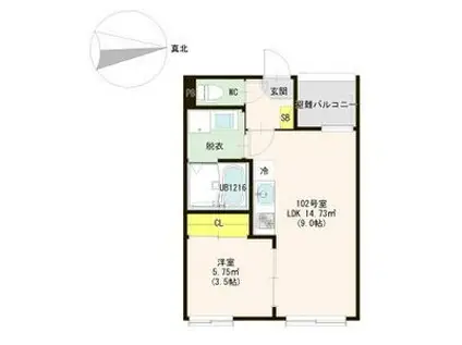 ル・シェール南名古屋(1LDK/3階)の間取り写真