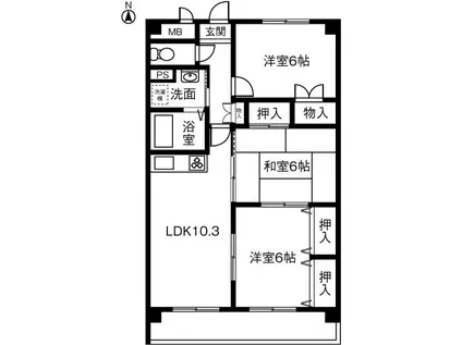 ドリーム來(3LDK/3階)の間取り写真