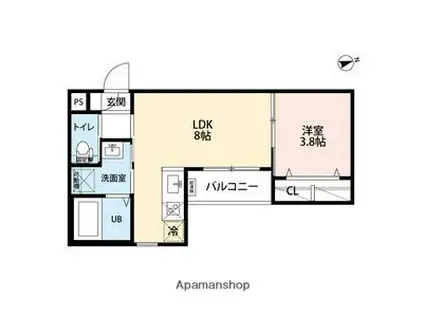ROBOT HOME鶴里Ⅱ(1LDK/2階)の間取り写真