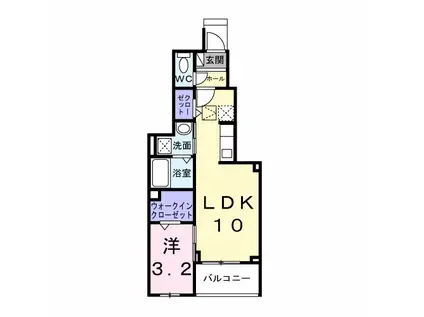 ルラシオン(1LDK/1階)の間取り写真