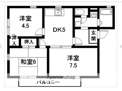 コンフォート(3DK/1階)の間取り写真