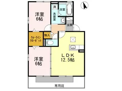 風の舞 南館(2LDK/1階)の間取り写真