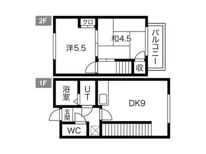 メゾネット豊(2DK/1階)の間取り写真