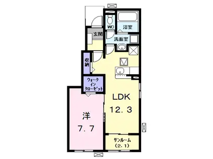 コージィープレイス 凛(1LDK/1階)の間取り写真