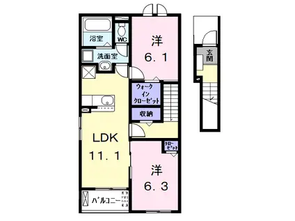 コージィープレイス 凛(2LDK/2階)の間取り写真