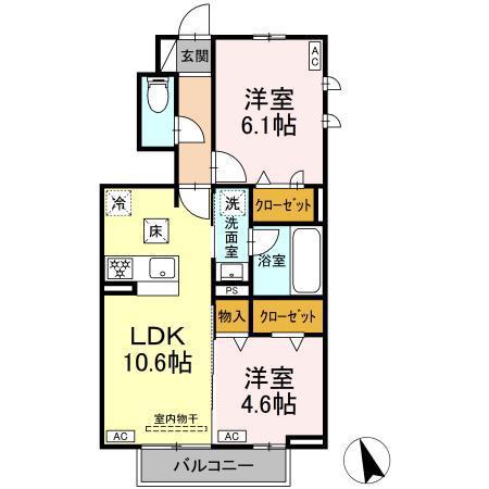 フロレゾンK&K(2LDK/1階)の間取り写真