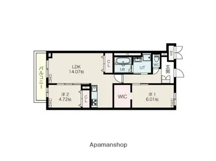 ロビニア若草(2LDK/2階)の間取り写真