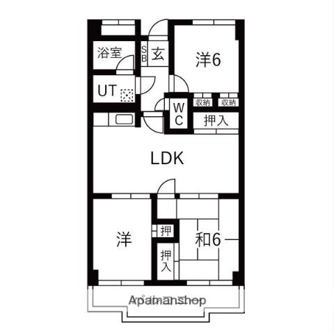 パレス宝神(3LDK/2階)の間取り写真