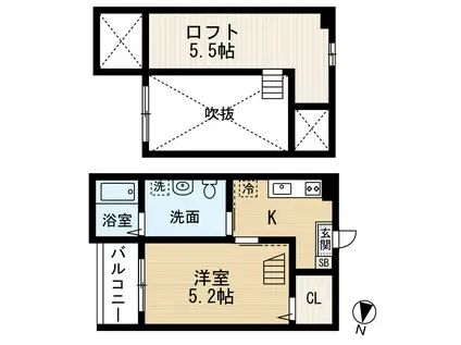 CHARMANT(1K/2階)の間取り写真