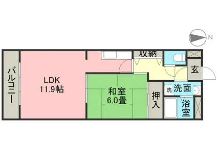 ライジングハイツⅢ(1LDK/2階)の間取り写真