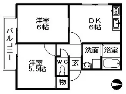 一色ハイツ(2DK/2階)の間取り写真