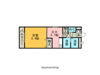 SUNFIT(1DK/4階)の間取り写真