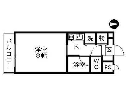 シャトーグロリアス(1K/2階)の間取り写真