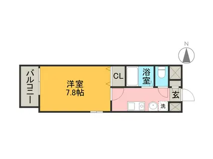 アスティオス港楽(1K/1階)の間取り写真