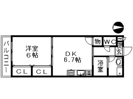 センチュリーパーク新川1番館(1DK/11階)の間取り写真