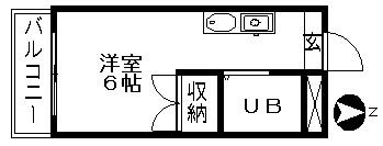 サンシティ西郊(ワンルーム/4階)の間取り写真