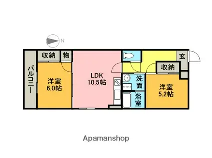 ソレアードⅡ(2LDK/4階)の間取り写真