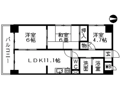 リバティビルディング(3LDK/3階)の間取り写真