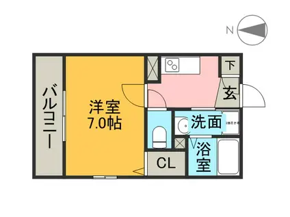 メルシー立華(1K/1階)の間取り写真