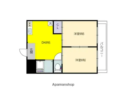 浅井第二ビル(2DK/3階)の間取り写真