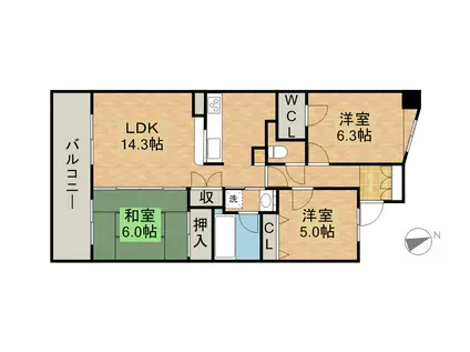 グランカーサ上前津(3LDK/4階)の間取り写真