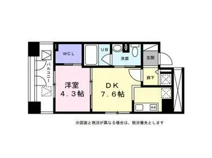 KDX千早レジデンス(1LDK/2階)の間取り写真