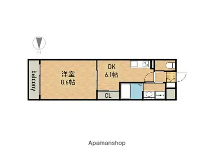 GRAMERCY SHIRAKAWA KOEN(1DK/12階)の間取り写真