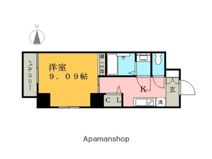 ゴルトベルク(1K/9階)の間取り写真