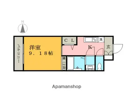 ゴルトベルク(1K/3階)の間取り写真