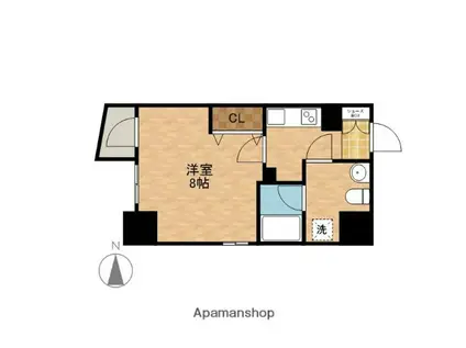 アクアヒルズ(1K/9階)の間取り写真