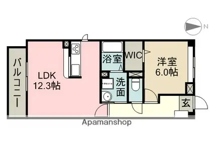 ソレアードⅥ(1LDK/2階)の間取り写真