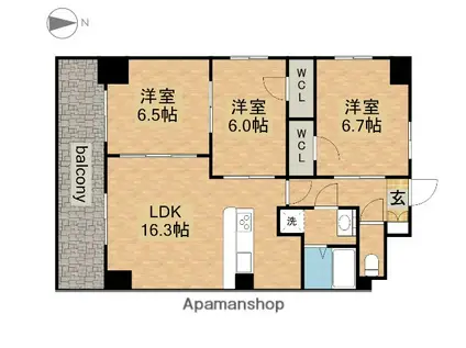 S-FORT 鶴舞 REALE(3LDK/3階)の間取り写真