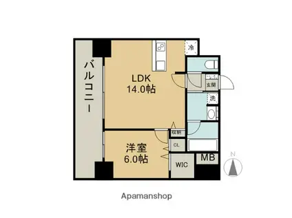 ファーストレジデンス栄(1LDK/9階)の間取り写真
