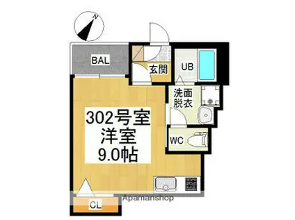 R-SMART COVO新栄(ワンルーム/3階)の間取り写真