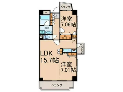 PRIMAVERA(2LDK/7階)の間取り写真