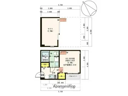 名古屋市名城線 熱田神宮伝馬町駅 徒歩5分 2階建 築10年(1K/2階)の間取り写真