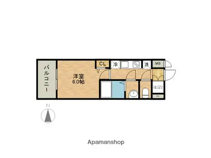 ディアレイシャス金山(1K/8階)の間取り写真