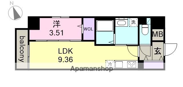 ザ・ラウンジ大須(1LDK/3階)の間取り写真